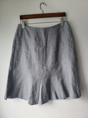 Women's Lightweight Gray Linen A-Line Countryside Chic Feminine Effortless Skirt